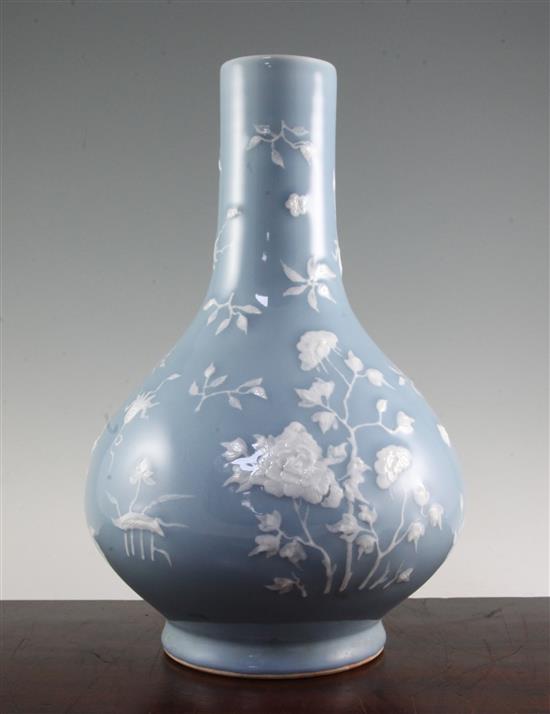 A Chinese Claire de Lune glazed bottle vase, Qianlong seal mark but later, 40.5cm